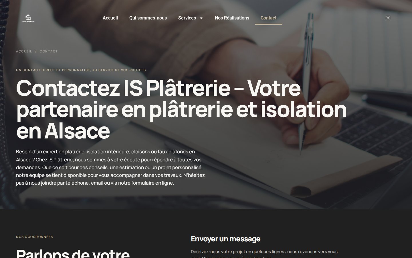 Page contact du site d'IS Plâtrerie, plâtrier à Strasbourg